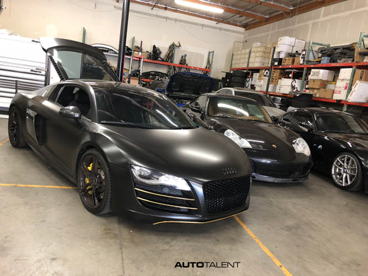 Audi R8 V10 with new Satin Black Wrap + FI Exhaust