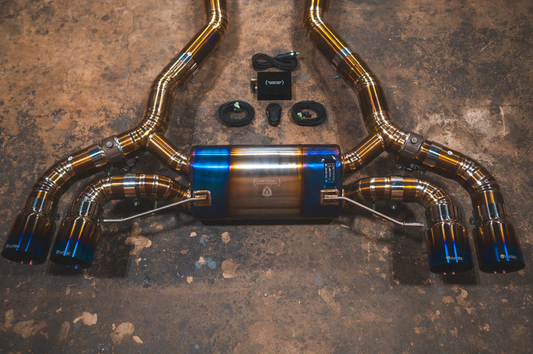 Valvetronic Designs Grade 5 Titanium Valved Exhaust System with Quad Heat-Blued Tips and Wireless Valve Controller - AutoTalent