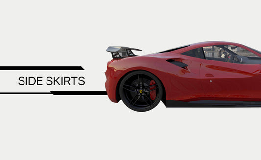 96" X 6" Universal Flat Bottom Line Lip Side Skirt With Fin Diffuser – Black, Textured, For Dodge & Most Cars
