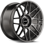 Dark gunmetal alloy wheel with multi-spoke design and center cap on white background - APEX Wheels wheel for 19x11 ET43 5x120 - Anthracite