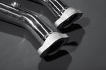 Close-up of the flanges on Capristo Ferrari 360 cat spare pipes