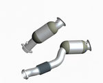 wide view of Capristo Exhaust 100 Cell Downpipe for BMW M3 / M4 G80/G82 2021-2024 with white background