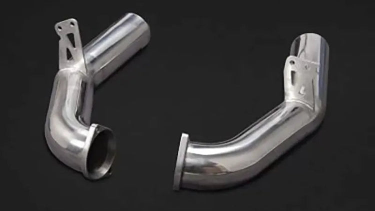 Wide view of Capristo Exhaust OPF/GPF Spare Pipes for BMW 850i G15 1991-1992 with black background