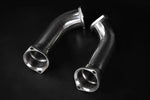 wide view of Capristo Exhaust Secondary Cat Spare Pipes for BMW M8 G15 / M8 G16 Gran Coupe 2019+ with black background