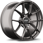 Gunmetal gray forged aluminum wheel with Y-spoke design and center cap on white background - APEX Wheels wheel for 18x9 ET42 5x112 - Anthracite