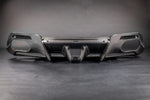 wide front view of Capristo Carbon Fiber Rear Diffuser For Ferrari Roma 2020-2024 with a black background