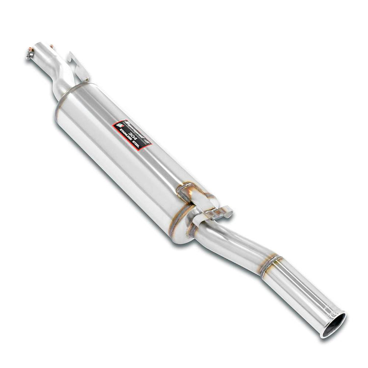 wide view of Supersprint Rear exhaust O70 100% Stainless steel (right side exit) for BMW E24 630 CSi (M30) 1976-1977 (USA Model) with white background