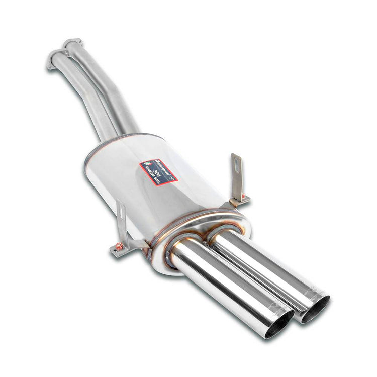 wide view of Supersprint Rear exhaust "Racing" OO70 100% Stainless Steel for Alpina B6 (E36) 1992-1994 with white background