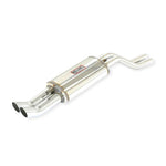 wide top view of Supersprint Rear "Racing" exhaust DTM OO70 for BMW E30 M3 2.3L 1985-1992 with white background