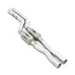 wide view of Supersprint Front "X-Pipe" with Metallic catalytic converter right + left for BMW E30 - S50 / S52 engine conversion 1995-1999 with white background