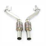 wide top view of Supersprint Front exhaust with Metallic catalytic converter right + left for BMW E90 M3 2008-2011 4.0 V8 with white background