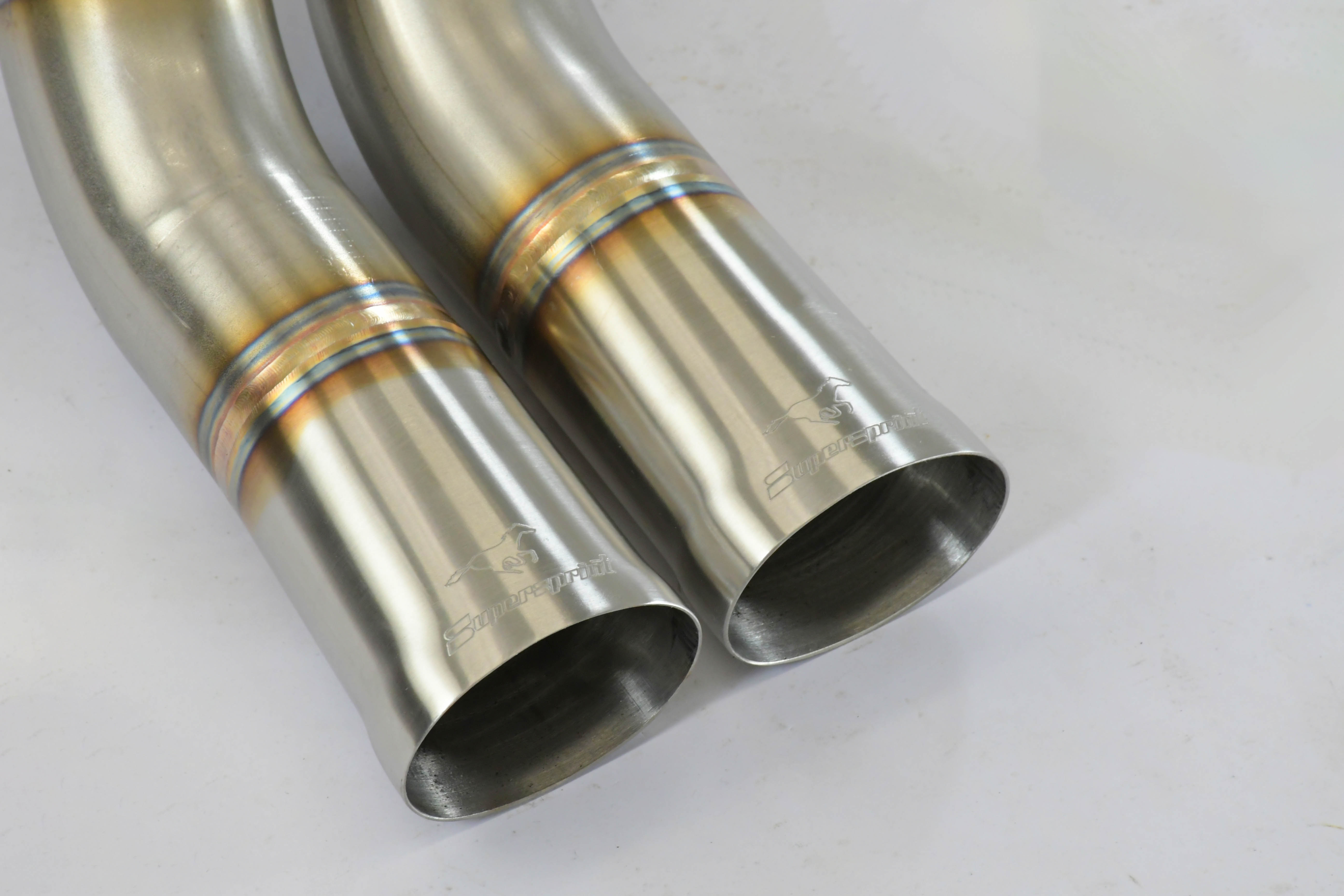 close view of Supersprint Rear exhaust " Racing " Side-Exit for BMW E36 M3 3.2i (Sedan / Coupé / Convertible) 1996 -1999 with white background