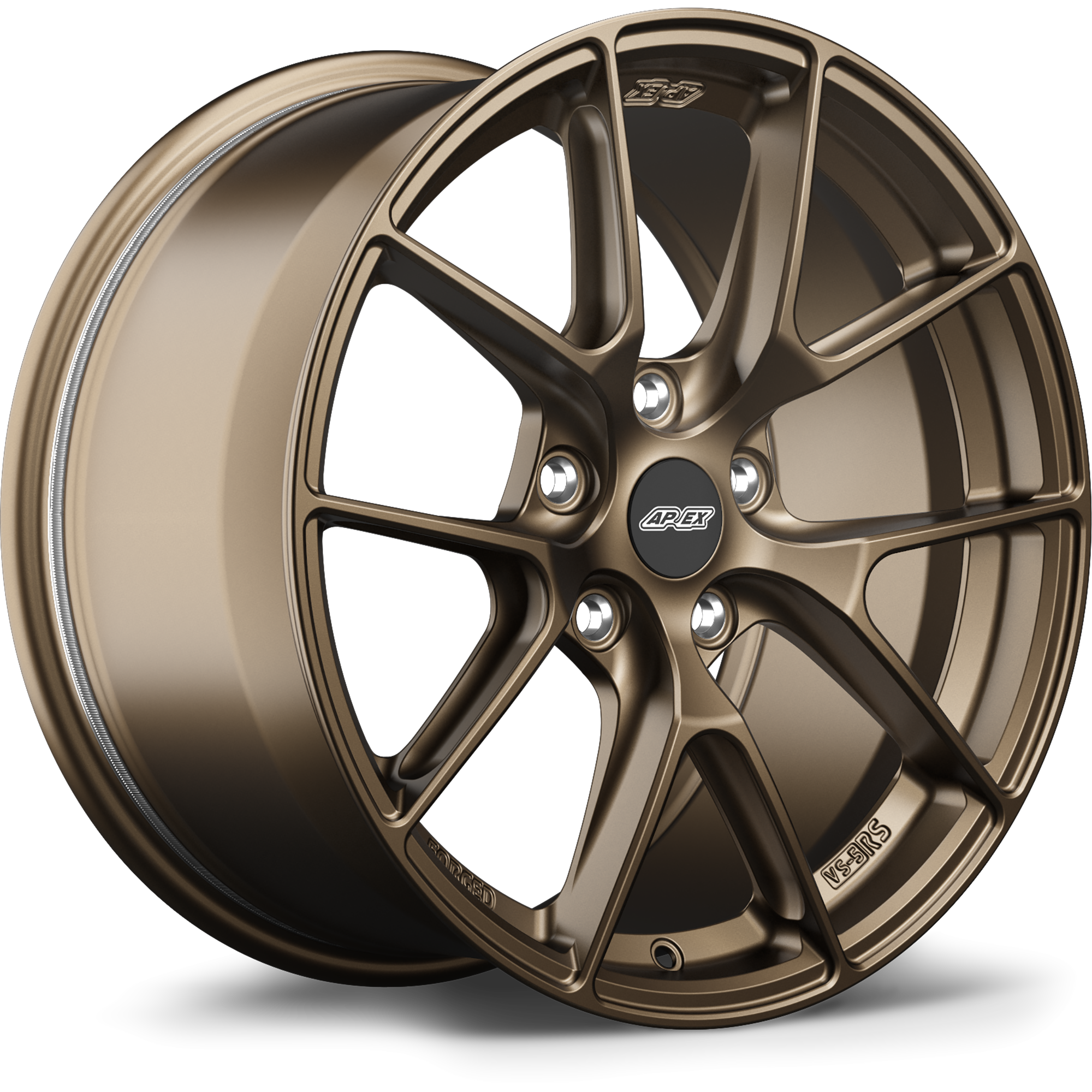 Bronze finished alloy wheel with multi-spoke design and center cap on clean white background - APEX Wheels wheel for 17x9 ET61 5x114.3 - Satin Bronze