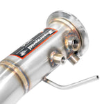 side close view of Supersprint Downpipe (Replace diesel-soot filter) for BMW E90 Sedan 2006-2009 with white background