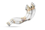 close side view of Supersprint Turbo Downpipe Kit for Alpina B3 (E90) 4x4 3.0i Bi-Turbo 2007-2010 with white background