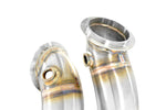 close top view of Supersprint Turbo Downpipe Kit for Alpina B3 (E90) 4x4 3.0i Bi-Turbo 2007-2010 with white background