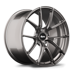 Single alloy wheel with matte gunmetal finish, ten-spoke design, and five-bolt pattern isolated on white background - APEX Wheels wheel for 21x11.5 ET58 5x130 - Anthracite