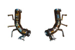 Ferrari 296 GTB GTS Valvetronic exhaust: pair of pipe sections with brackets and clamps on white