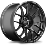 Dark gunmetal finished alloy wheel with multi-spoke design and center cap on white background - APEX Wheels wheel for 19x10.5 ET25 5x120 - Satin Black