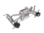 Akrapovic Ferrari 488 GTB/488 Spyder Slip-On Line (Titanium) w/ Carbon Tips MTP-FE488H for Ferrari 488 GTB/Spider F142M 2016-2019, angled view