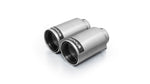 Pair of brushed straight tail pipes with carbon inserts, Street Race Carbon 98mm tips for Remus Mk7 GTI Axle-Back Exhaust GPF