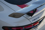 Carbon rear wing endplate and upright close up - Carbon Fiber Rear Wing for the 2024-2026 AMG GT 55 / GT 63 Coupe