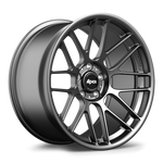 Gunmetal alloy wheel with multi-spoke design and black center cap on white background - APEX Wheels wheel for 19x9 ET30 5x120 - Satin Black