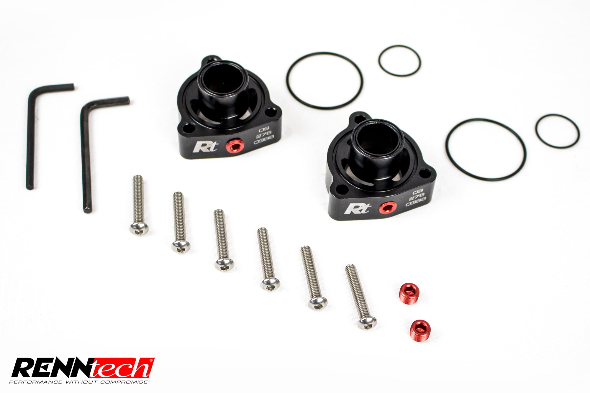 A close up view of RENNtech Blow-Off Valve Adapter | 3.0L V6 | 4.0 L V8 BiTurbo Engines For Mercedes-Benz SLC 43 AMG 2016-2023 with white background