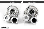 Stock turbo beside the RennTech upgraded turbo - R3 Performance Package for the 2018-2021 AMG GT R