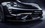 A close up view of TECHART Front Spoiler Multi Piece Porsche Taycan