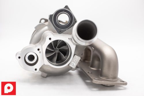 A front overview of Pure Turbos BMW N55 PURE750 Turbo Upgrade on a white background