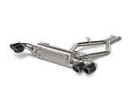 Akrapovic Alfa Romeo Stelvio Quadrifoglio Slip-On Line (Titanium) w/Titanium/Carbon Fiber Tips S-AR/TI/6H for Alfa Romeo Stelvio Quadrifoglio 949 2018-2027, angled view
