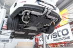 White Porsche 991 GT3 on lift with Capristo exhaust set