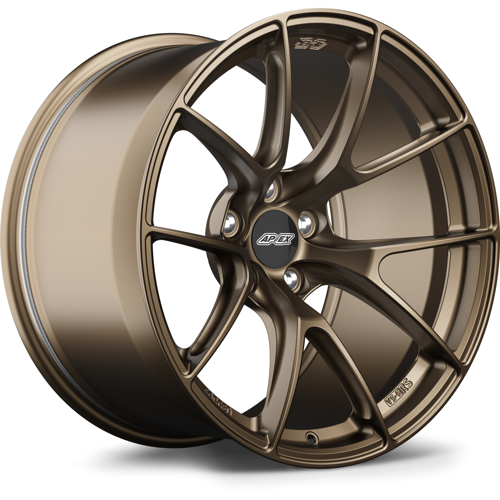 Bronze finished alloy wheel with ten-spoke design and center cap on white background - APEX Wheels wheel for 19x10.5 ET15 5x114.3 - Satin Bronze