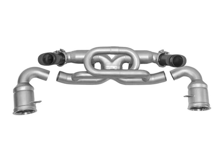 A top wide view of Soul Performance Performance Exhaust System | Porsche 992.2 Carrera (Base / T / S) 2025+ with white background