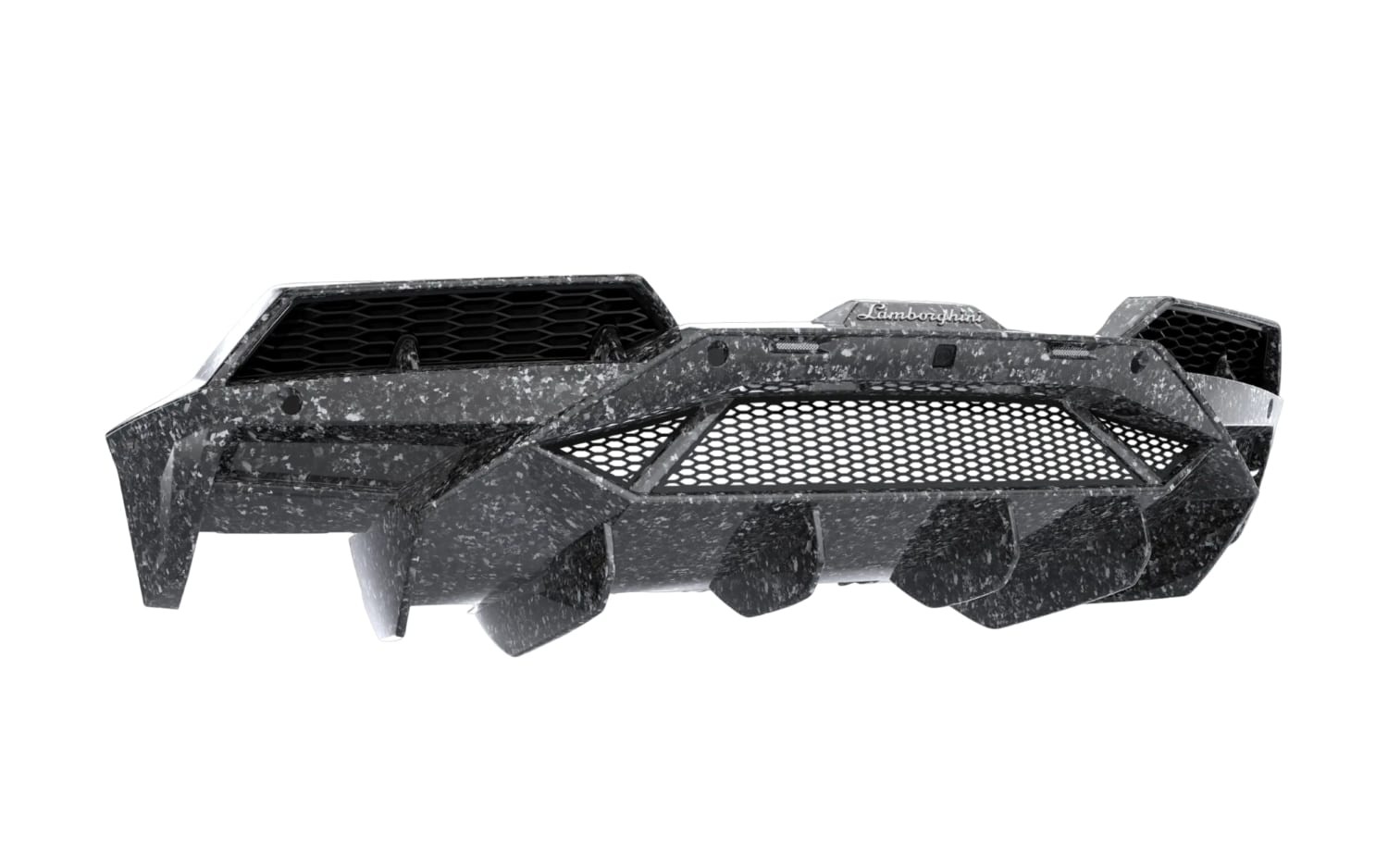 Forged carbon Lamborghini Revuelto rear diffuser, studio render
