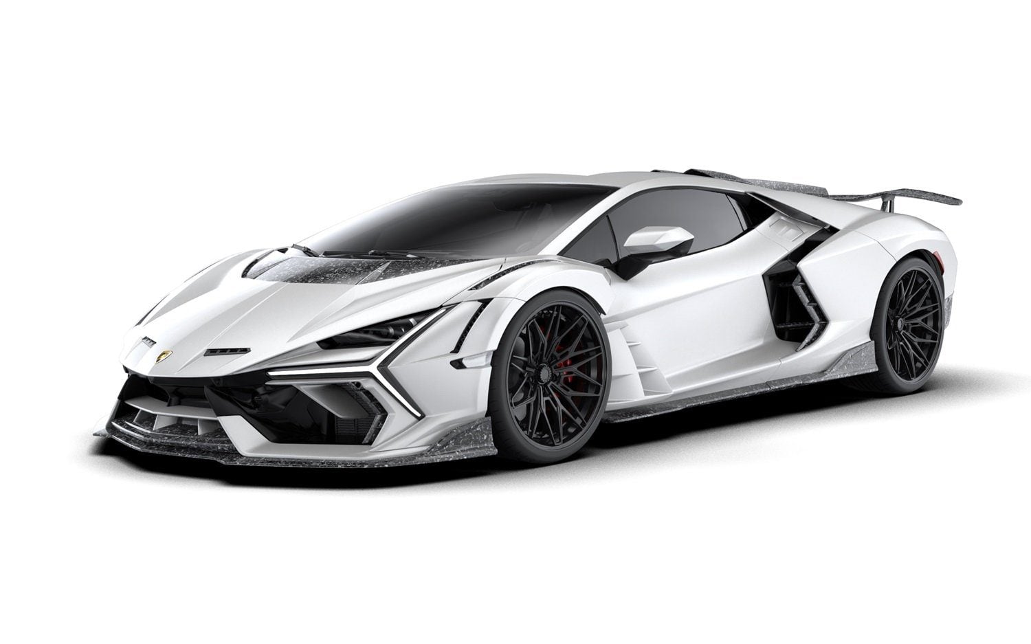 Render of a white Lamborghini Revuelto with DRL surrounds