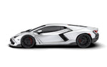 Render of a white Lamborghini Revuelto side profile with active race spoiler