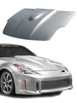 wide view of Stillen Power Hood [Fiberglass Series 1] for Nissan 350Z [Z33] 2003-2006 fitted inside a car