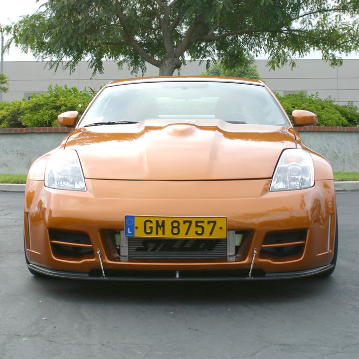 wide view of Stillen Front Splitter [Stillen Series 2 Fascia] for Nissan 350Z 2003-2008 fitted inside a car