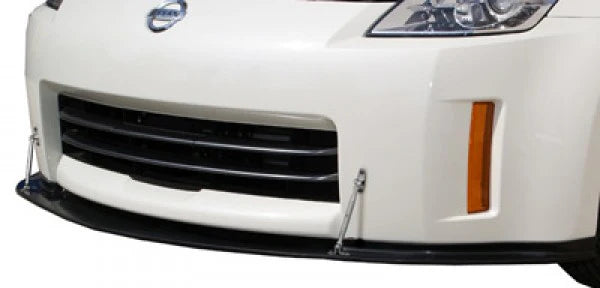 close view of Stillen Front Splitter [OEM Fascia] for Nissan 350Z 2007-2008 fitted inside a car
