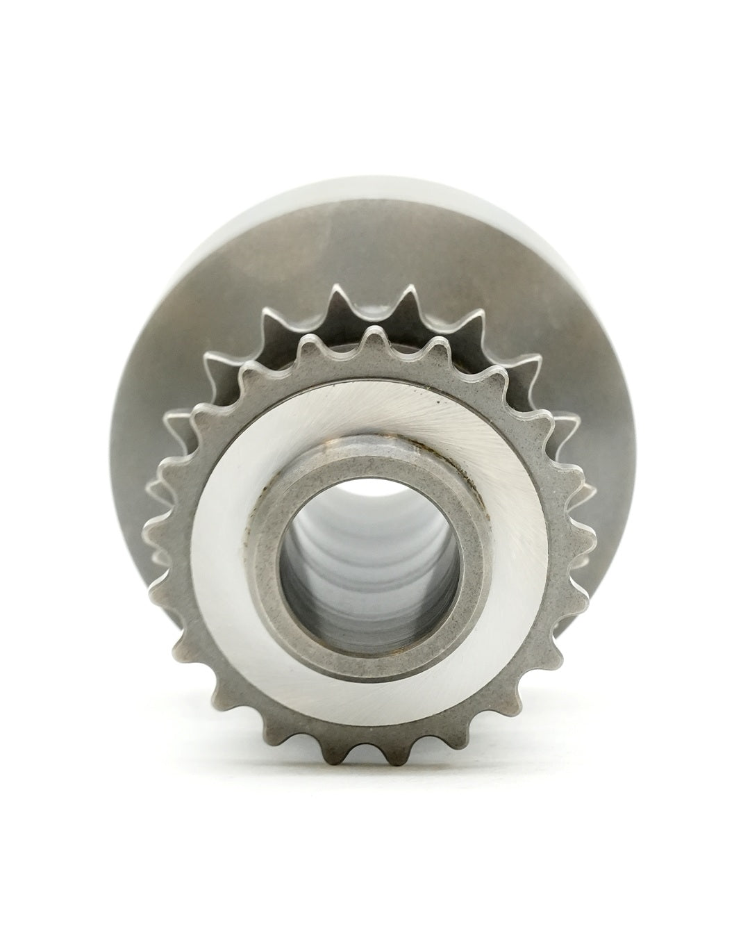 Close-up of the crank hub gear and central bore