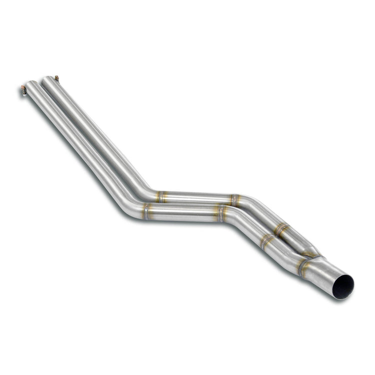 wide view of Supersprint Front Pipe + Centre pipe for BMW E9 3.0 CSL 1972-1973 with white background
