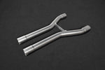 Capristo mid-silencer spare pipes for the Bentley Continental GT V8, stainless Y-section