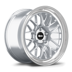 Silver aluminum alloy wheel with multi-spoke design and polished lip finish on white background - APEX Wheels wheel for 18x9.5 ET22 5x120 - Brushed Clear - Machined Lip