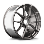Single aluminum alloy wheel with multi-spoke design in gunmetal finish, displayed at three-quarter angle showing face and barrel - APEX Wheels wheel for 19x9.5 ET50 PSCL - Anthracite