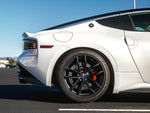 A close up side view of the Nissan Z RZ34 from the back on the road fitted with Swift Springs Spec-R Lowering Springs 