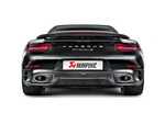 Akrapovic Porsche 911 Turbo/Turbo S (991) Slip-On Line (Titanium) w/ Carbon Titanium Tips S-PO991TSO-HT for Porsche 911 Turbo/Turbo S 991 2014-2016, installed view