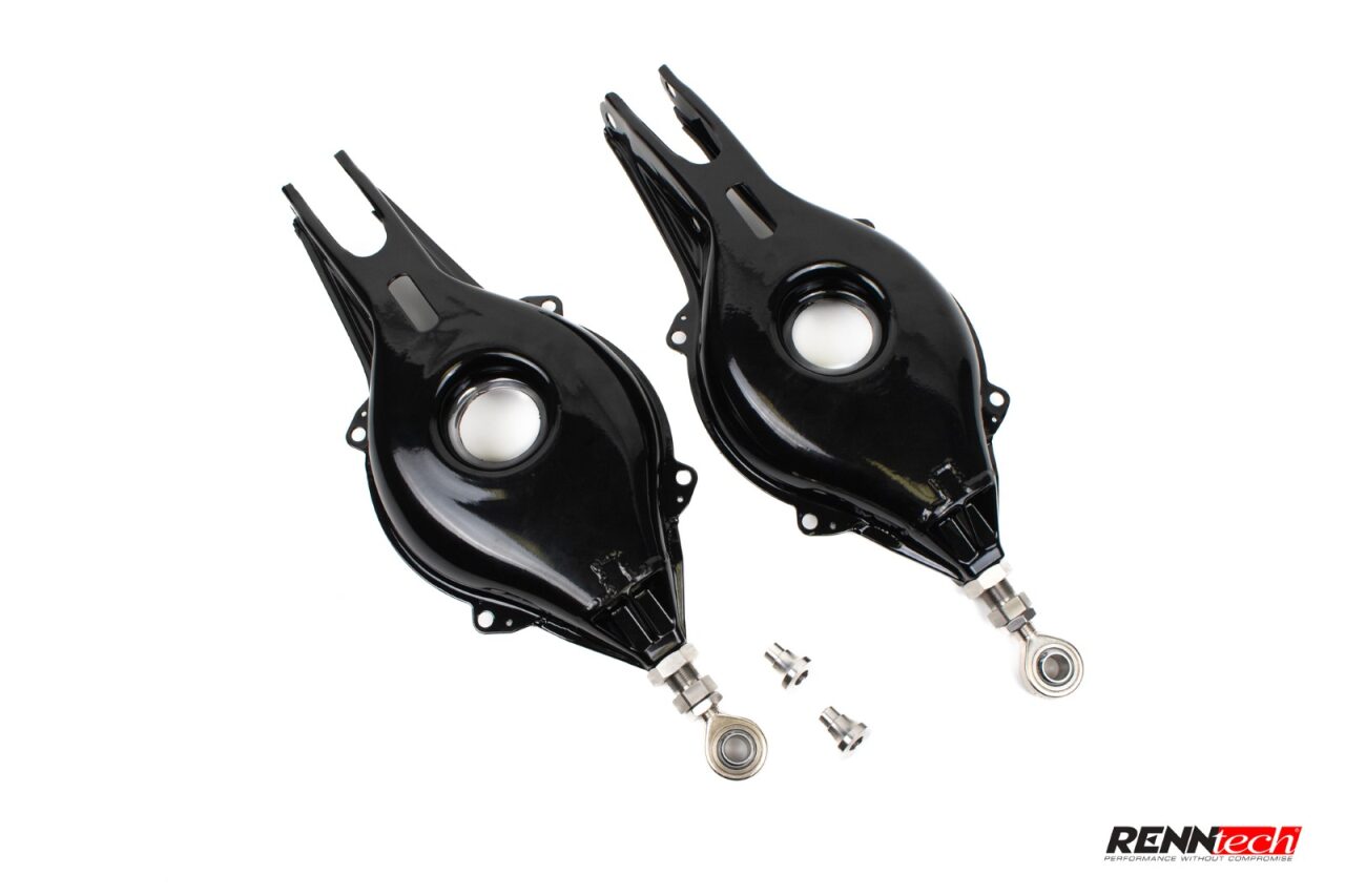 Adjustable rear lower control arms with hardware from the side - Adjustable Rear Lower Control Arm for the 1992-1999 S-Class
