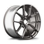 Single gunmetal grey alloy wheel with five-spoke design and machined finish on white background - APEX Wheels wheel for 18x11 ET57 5x120.65 - Anthracite
